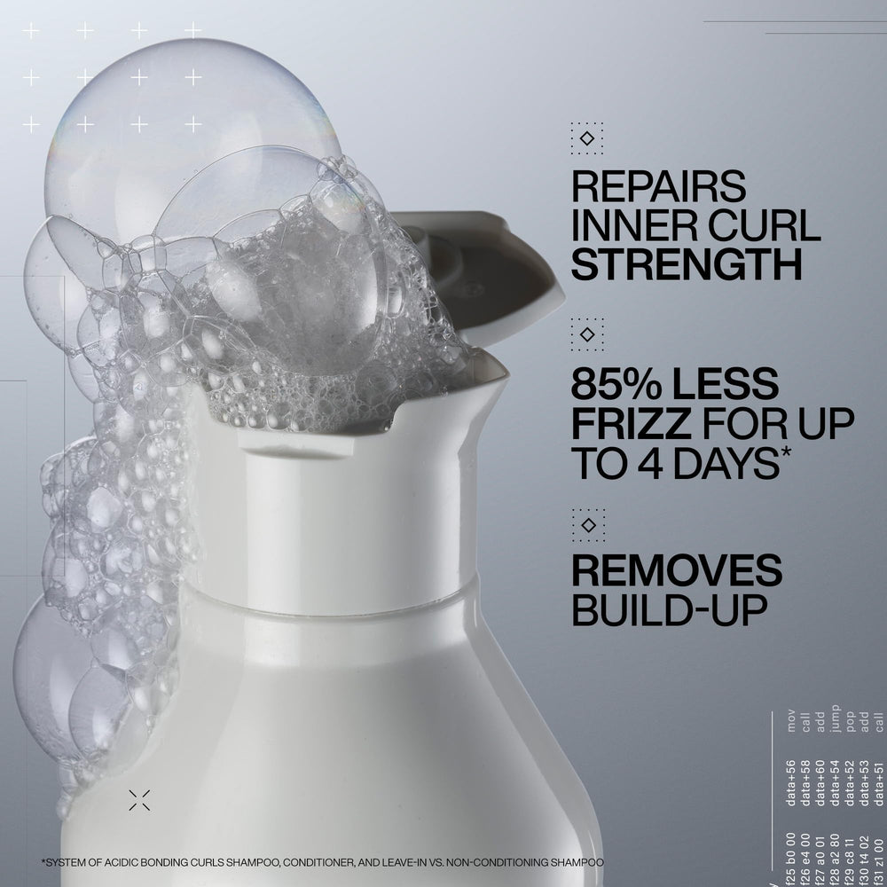 Redken Acidic Bonding Curls Shampoo closeup of rich lather for defined curls