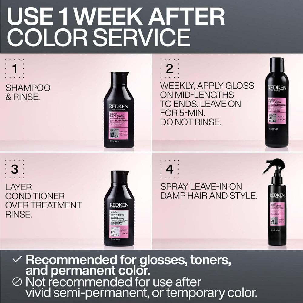 Redken Acidic Color Gloss Prolonga el color con brillo duradero.