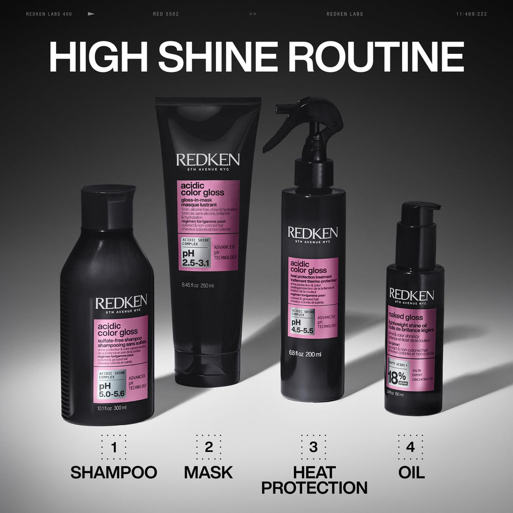 Redken Acidic Color Gloss transforms dull hair into hydrated shine.