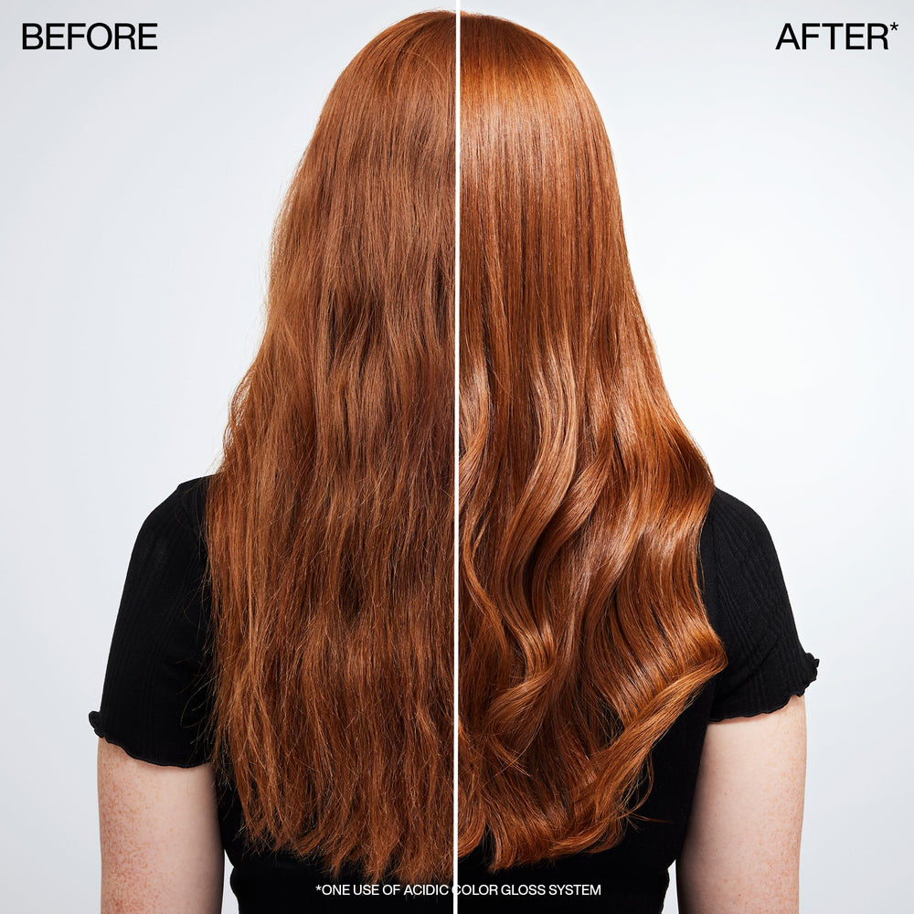 Pouring Redken Acidic Color Gloss shampoo activates gentle cleanse with color protection.