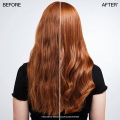 Pouring Redken Acidic Color Gloss shampoo activates gentle cleanse with color protection.