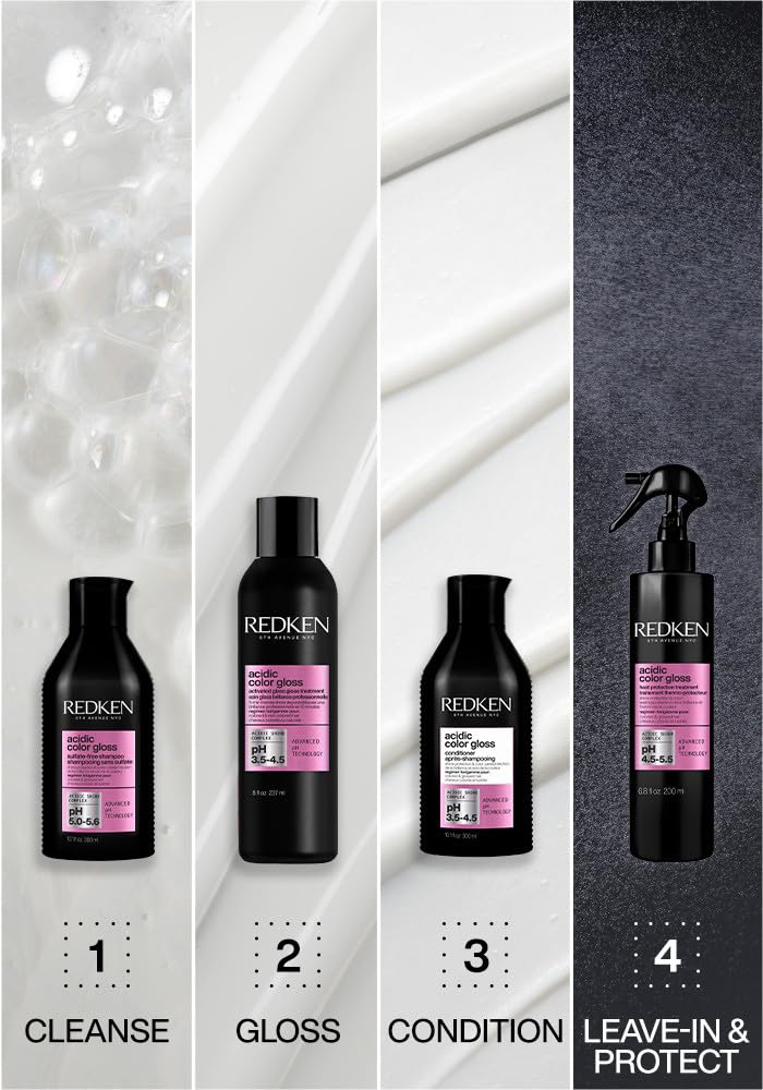 Close-up of Redken Acidic Color Gloss delivering glass-like shine on hair.