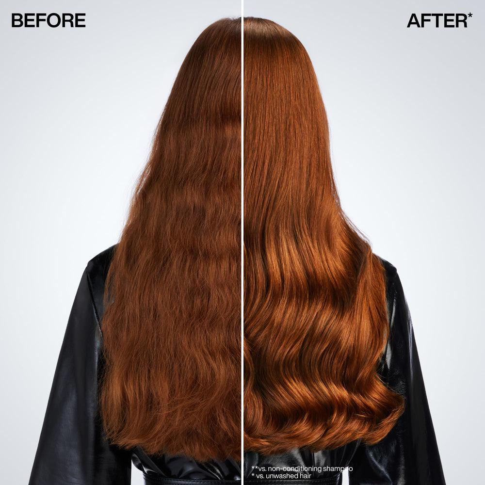 Redken Acidic Color Gloss cream-to-gloss texture on hair for smooth feel.