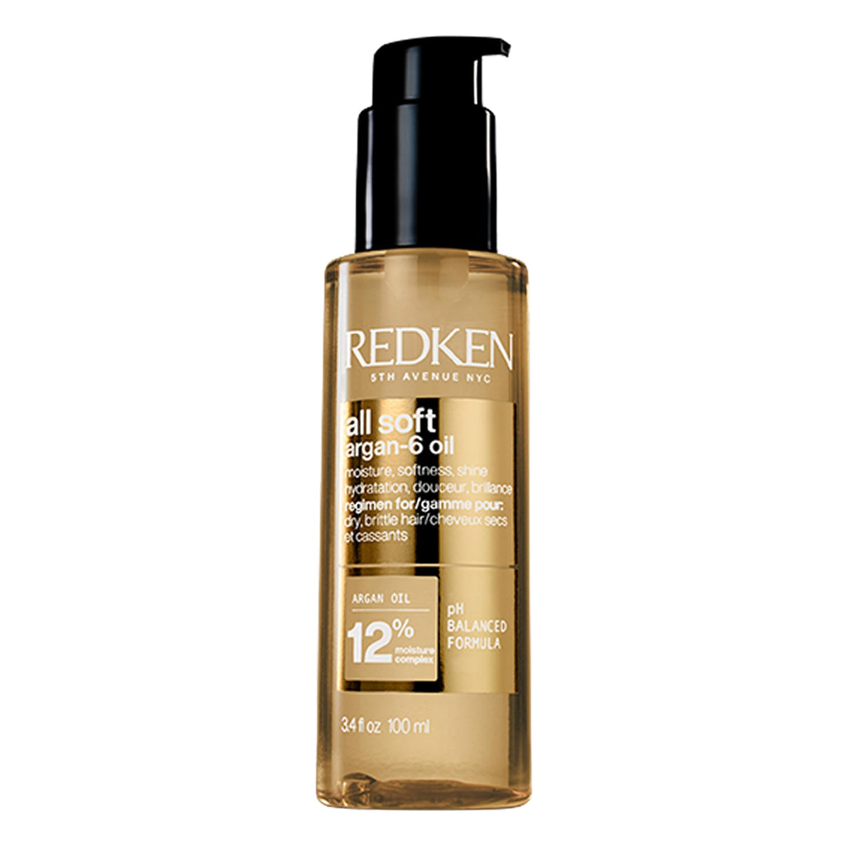 Redken All Soft Argan-6 Oil bottle for luxurious hydration of dry hair.