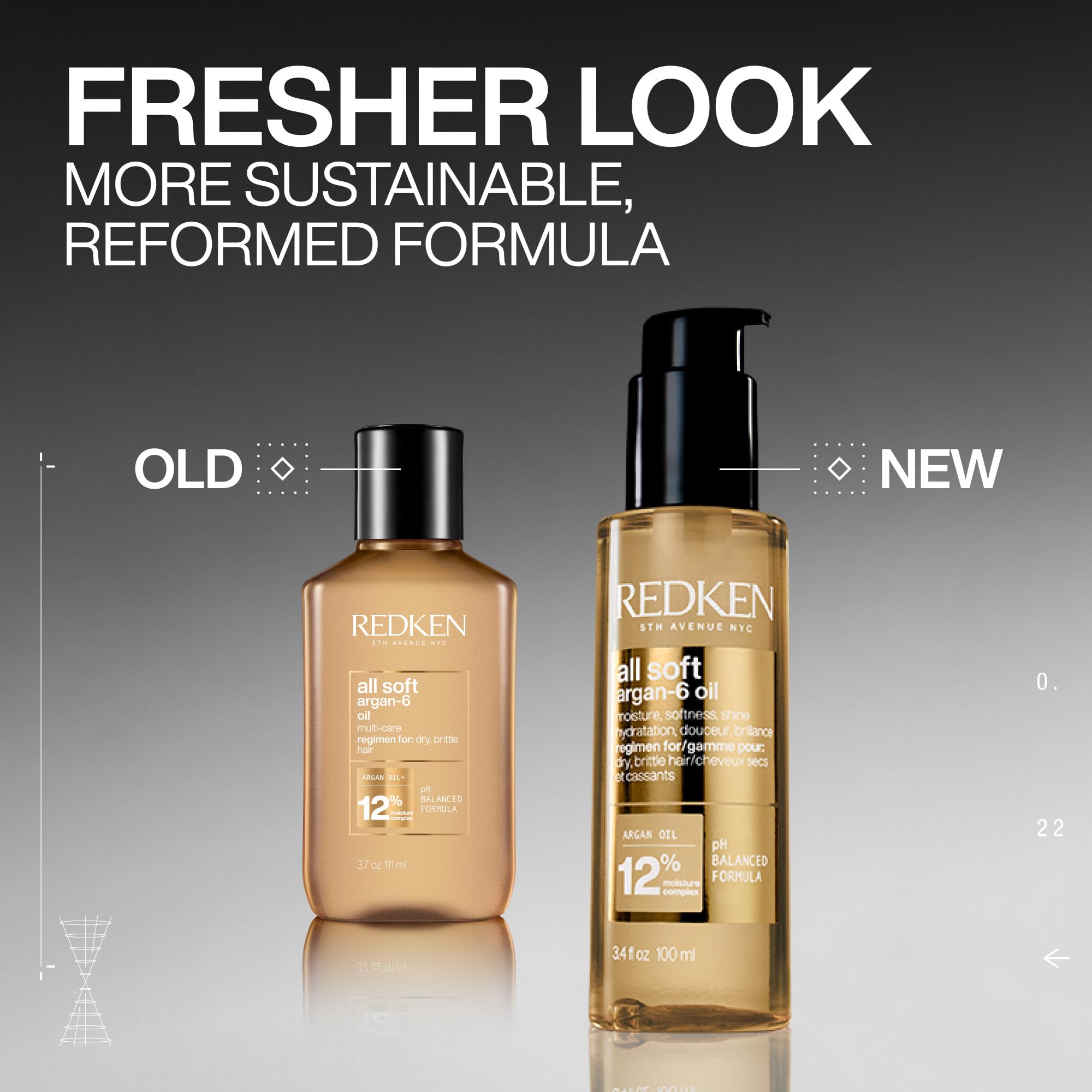 Redken All Soft Argan-6 Oil dispenser illustrating precise application before styling.