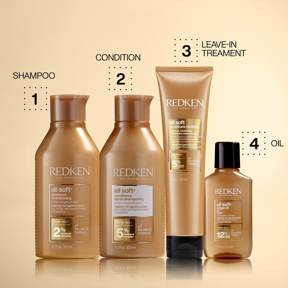 Redken All Soft deslizamiento suave que facilita peinado diario.