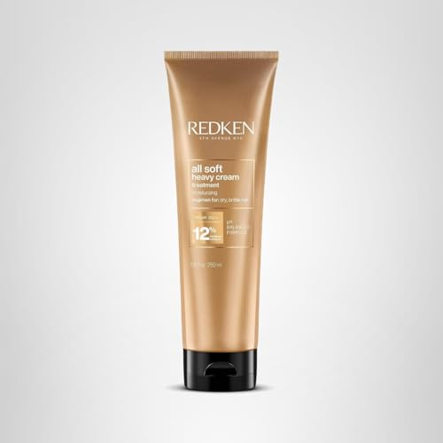 Redken All Soft Heavy Cream bathroom counter highlights ready-to-use deep conditioning