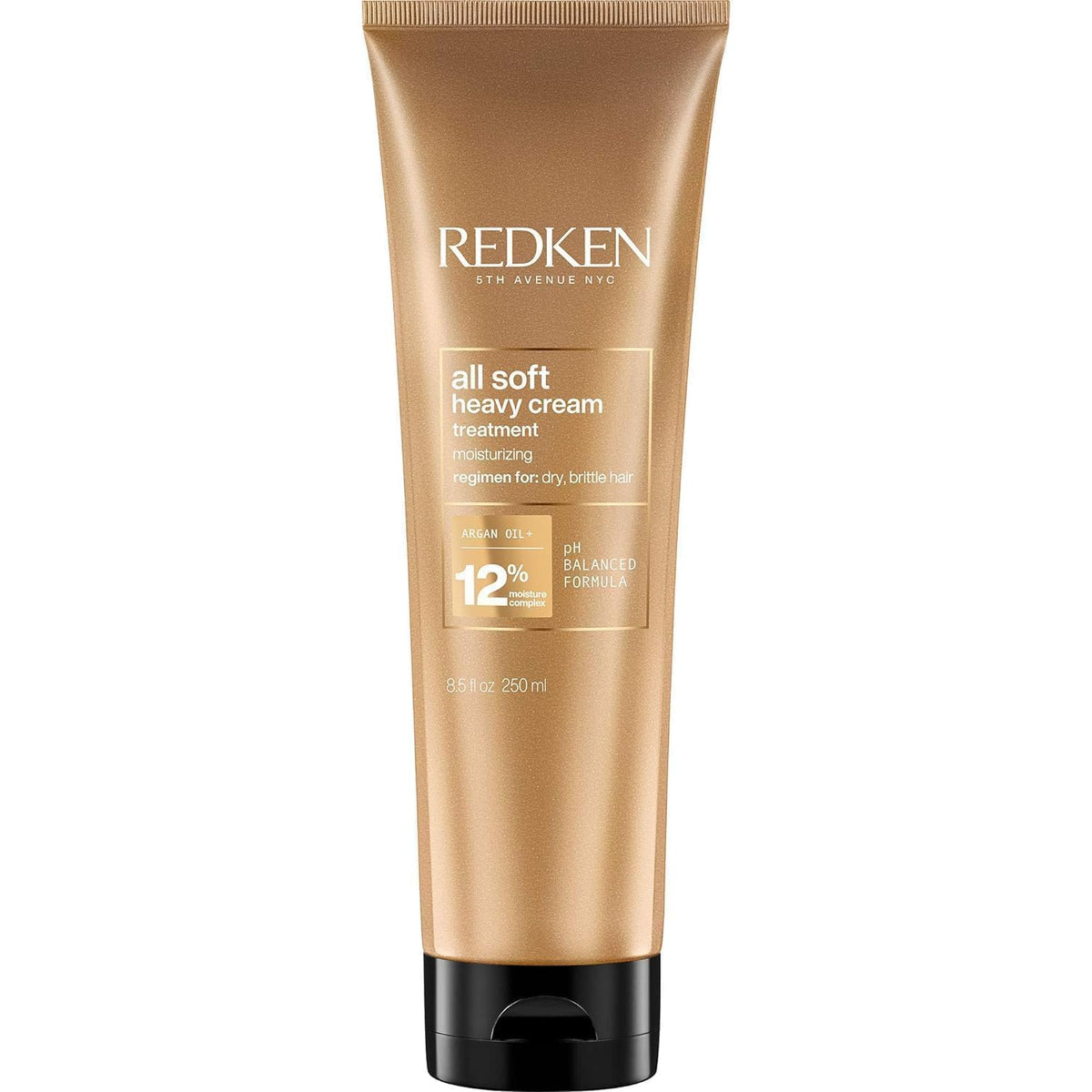Redken All Soft Heavy Cream bottle pour shows easy application for nourished hair