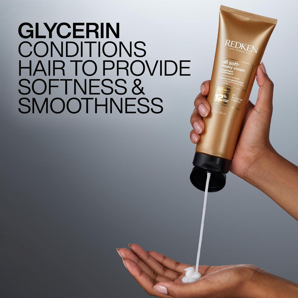 Redken All Soft Heavy Cream silky finish implies effortless brushing