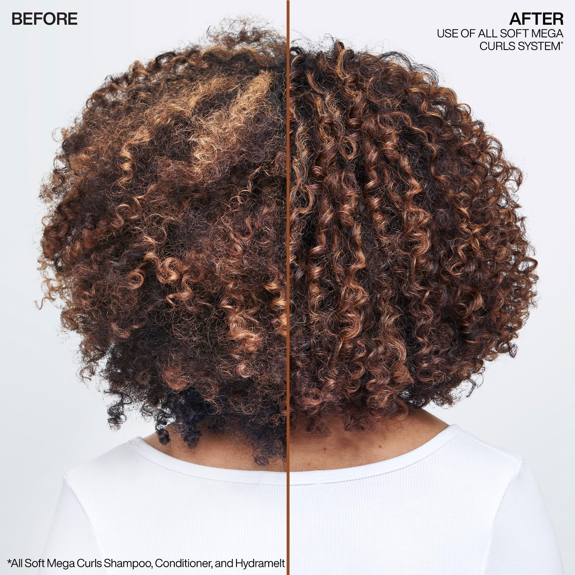 Redken All Soft Mega bottle pour highlights easy application and moisture release.