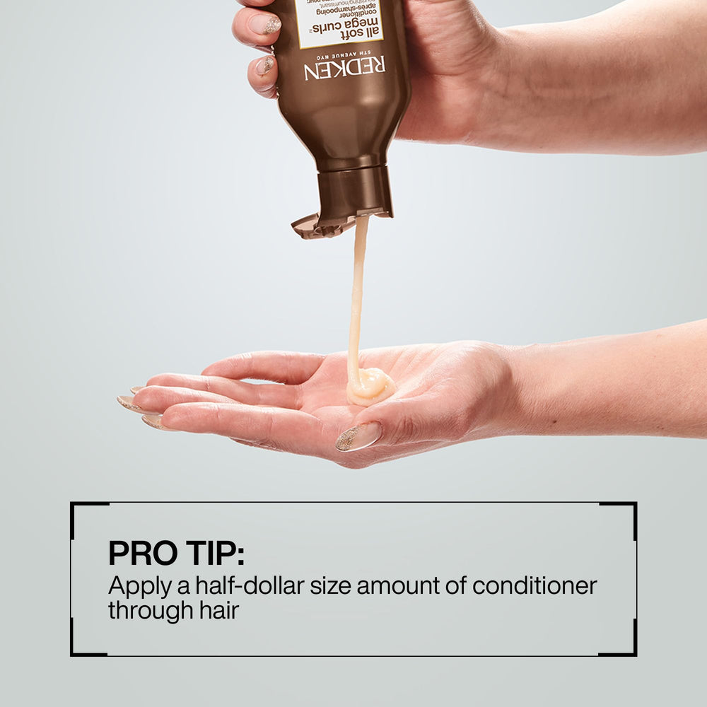 Redken All Soft Mega creamy texture signals rich hydration for coarse strands.