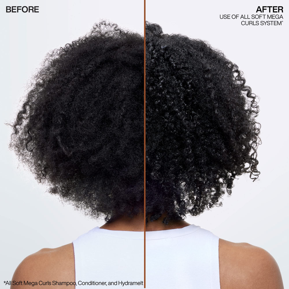 Creamy texture of Redken All Soft Mega Curls next to Aloe Vera