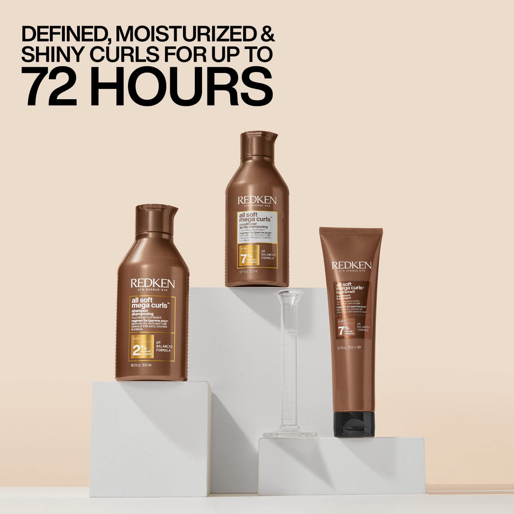 Detailed label of Redken All Soft Mega Curls showing Aloe Vera