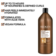 Close-up texture of Redken All Soft Mega Curls conditioner for detangling