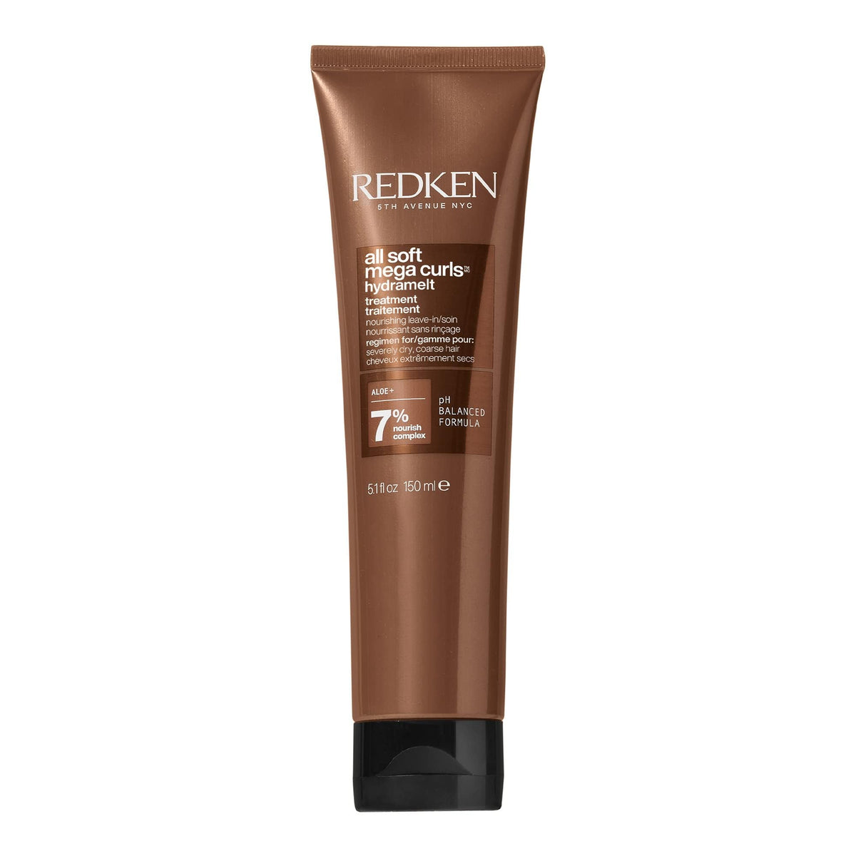 Redken All Soft Mega Hydramelt bottle pour showing easy application and deep hydration.