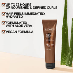 Redken All Soft Mega Hydramelt cream texture close-up highlighting rich moisture for dry curls.