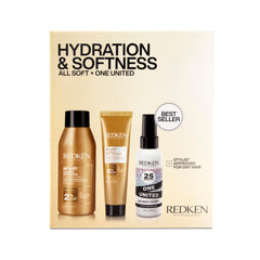 Redken All Soft Mini Kit moisturizing shampoo bottle delivers hydration for soft, manageable hair.