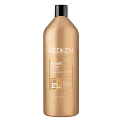 Redken All Soft shampoo bottle with argan oil delivering deep hydration