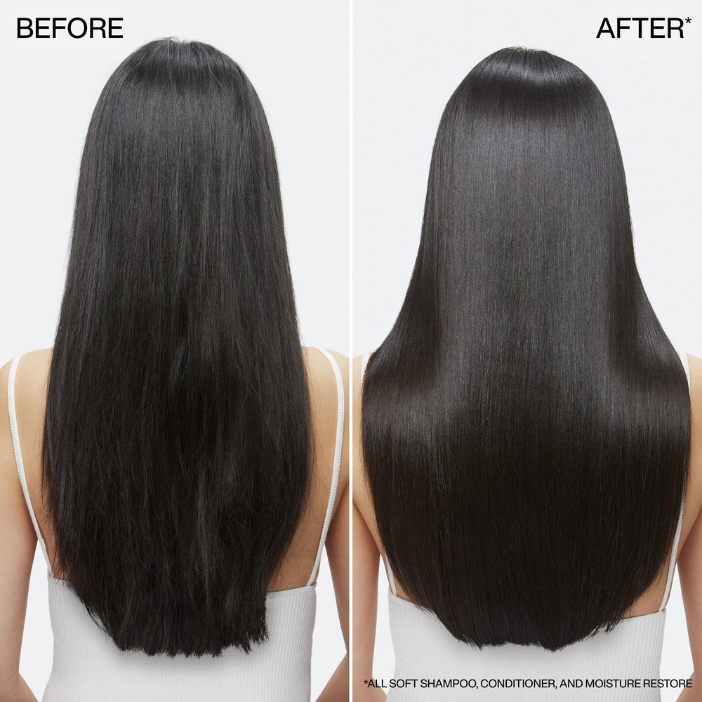 Color-safe Redken All Soft Shampoo formula protecting vibrant color.