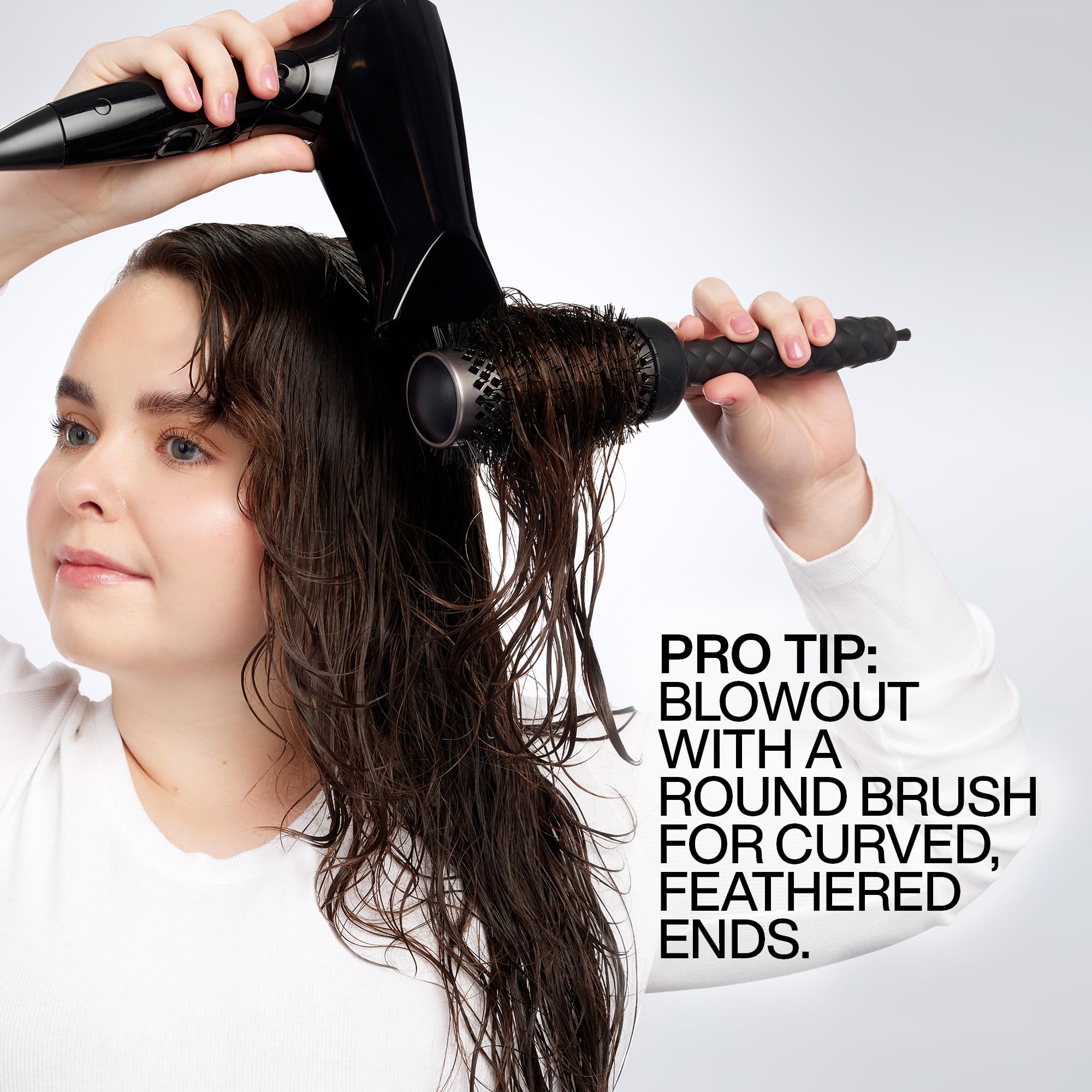 Wet-to-dry styling with Redken Big Blowout Gel on damp hair.