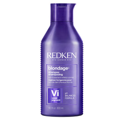 Redken Blondage bottle pour shows purple pigment countering brassiness.