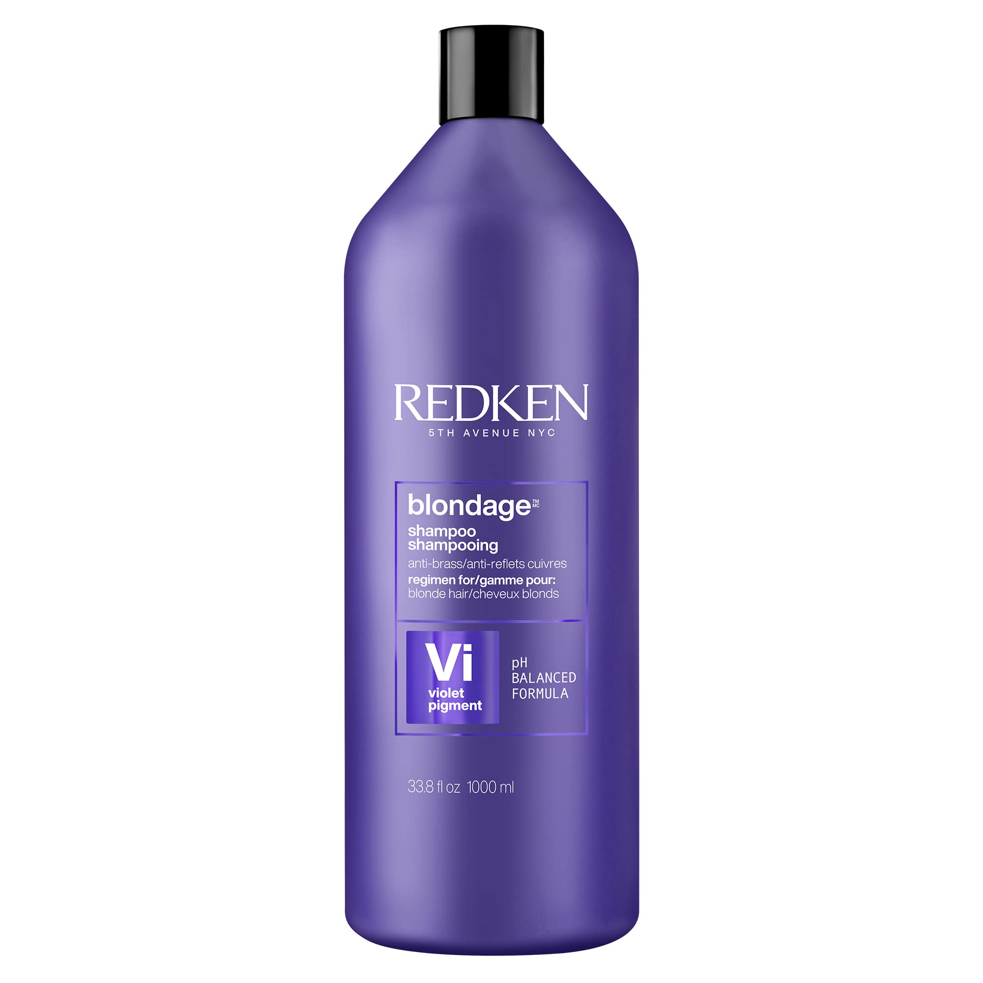 Redken Blondage bottle front showing purple toning for cooler blondes