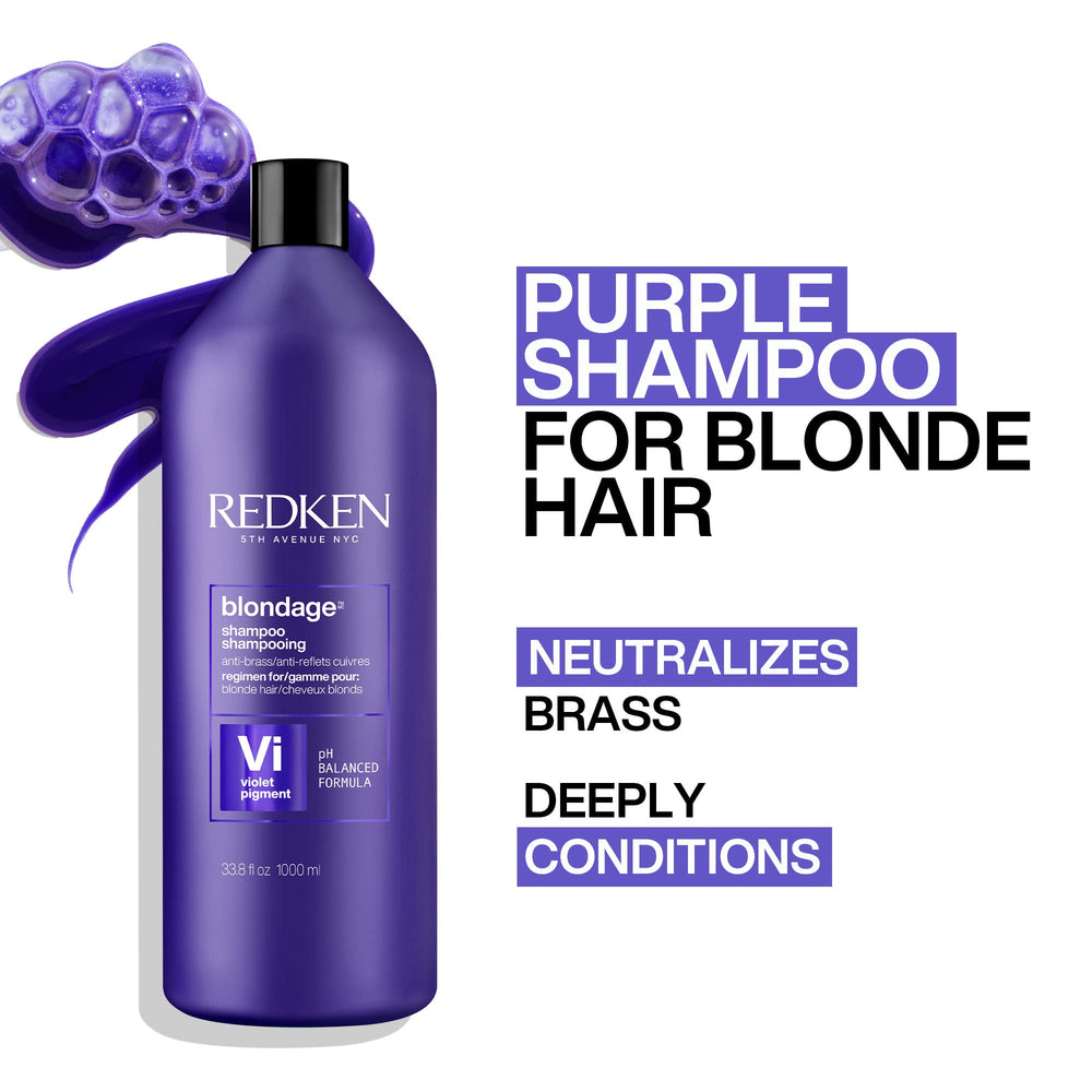 Redken Blondage label closeup highlighting nourishing ingredients