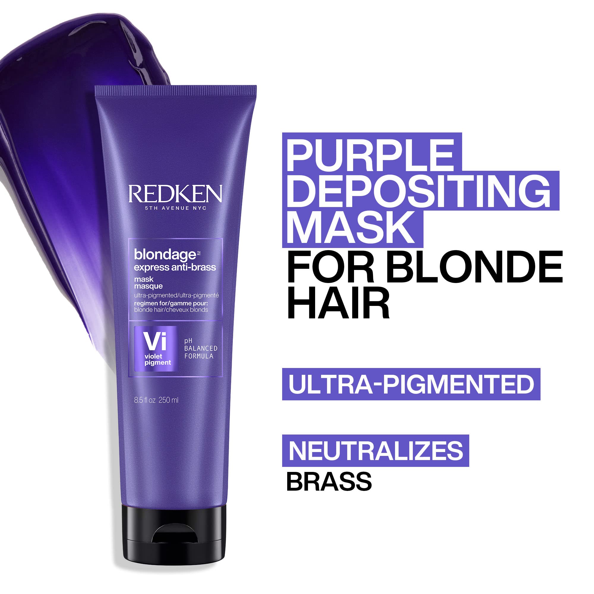Redken Blondage Express Anti-Brass Mask purple formula brightens cool blonde tones