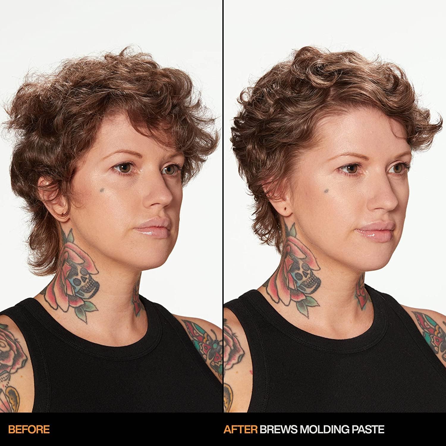 Hands applying Redken Brews Molding Paste for easy, moldable styling.