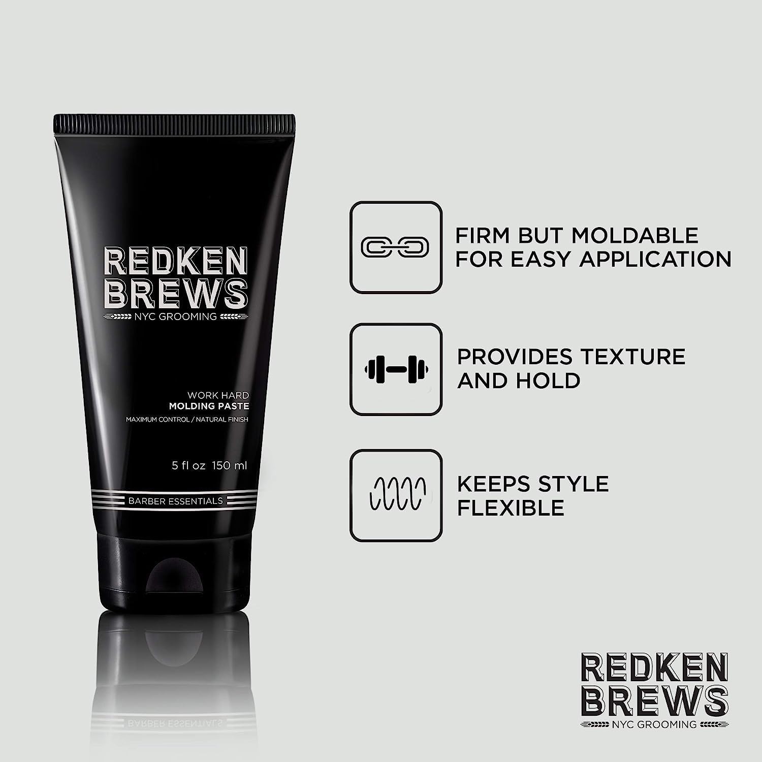 Model with natural matte look using Redken Brews Molding Paste.