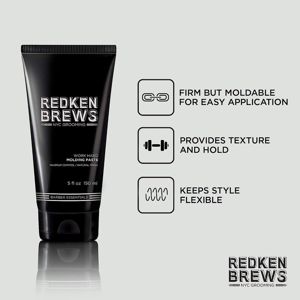 Model with natural matte look using Redken Brews Molding Paste.