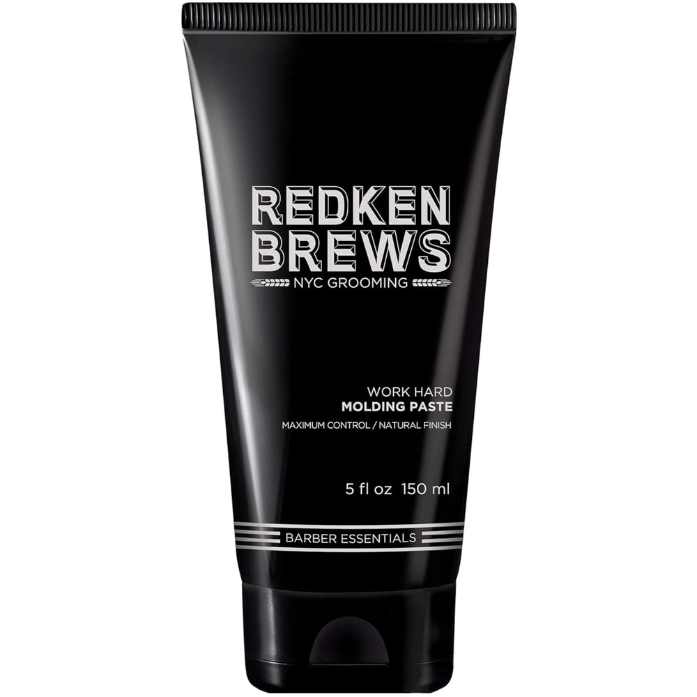 Redken Brews Molding Paste tube-front view showing strong hold and matte finish.