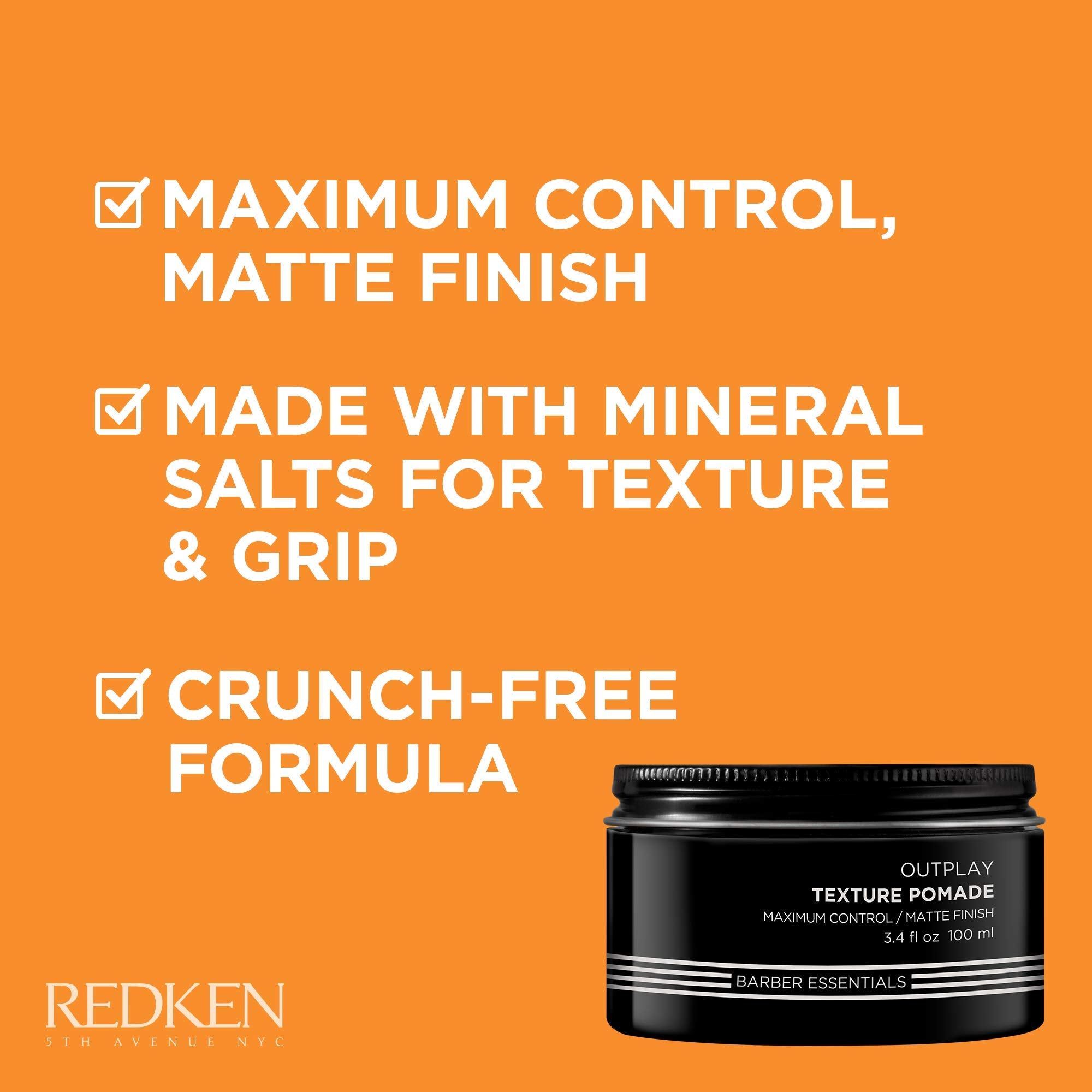 Close-up of Redken Brews label communicates rugged, barbershop-ready styling.