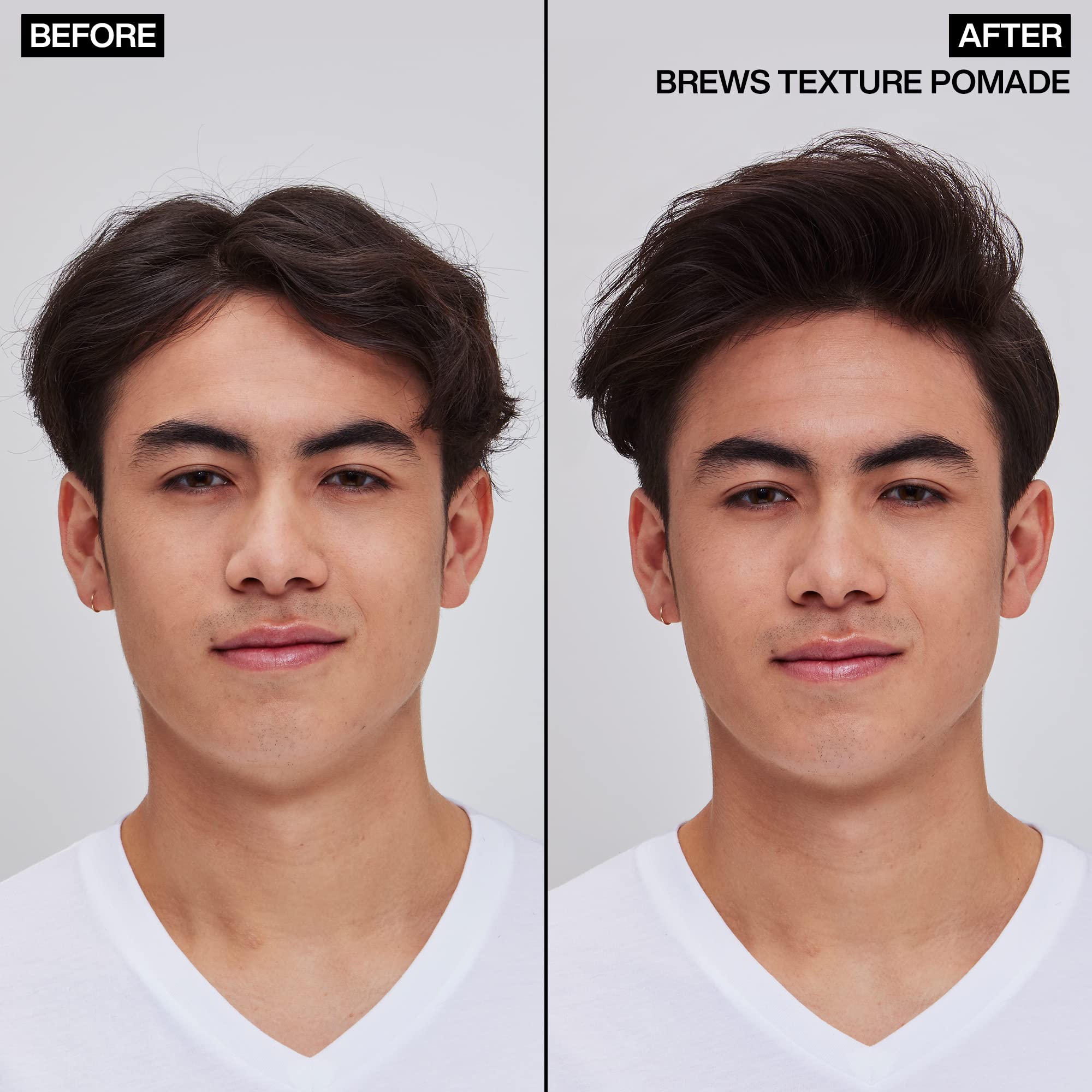 Redken Brews Texture Pomade tub on counter for easy everyday grooming.