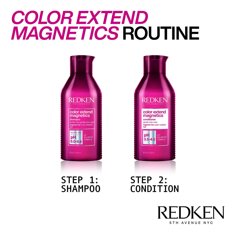 Packaging of Redken Color Extend Magnetics conditioner emphasizes color longevity.
