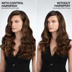 Redken Control Hairspray 28, aplicación en seco, fijación rápida y sin residuos.
