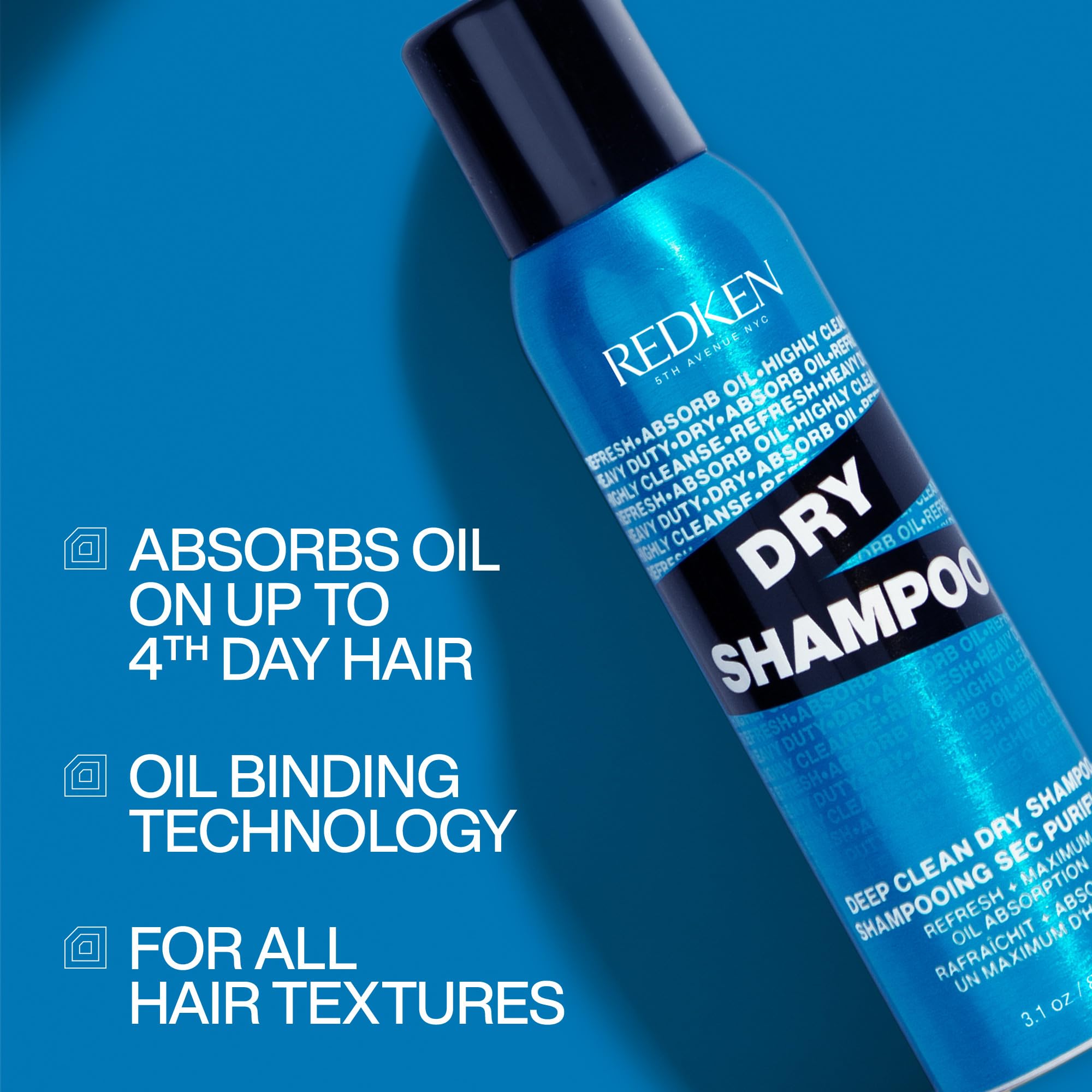 Redken Deep Clean Dry Shampoo bottle angled view for quick refresh
