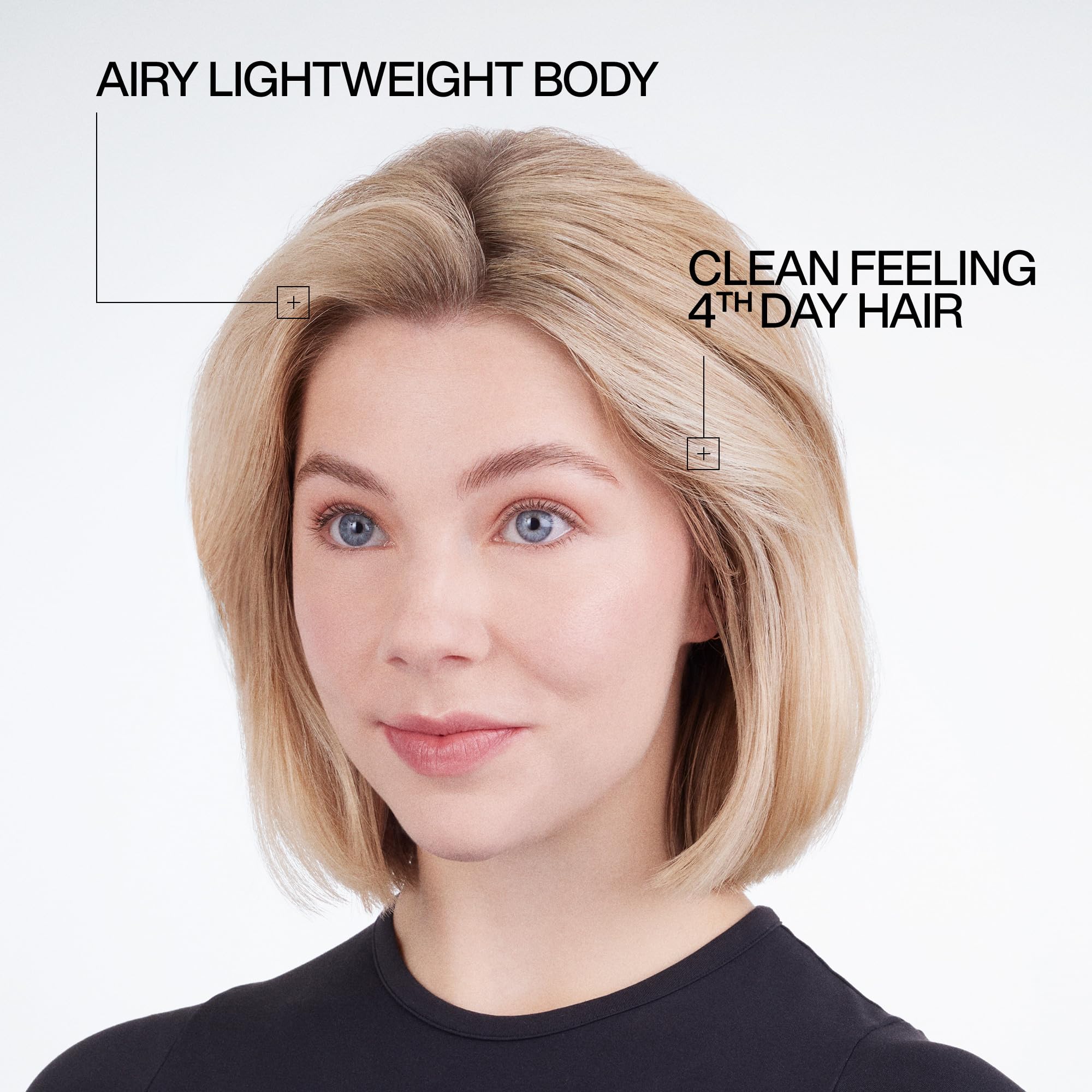 Redken Deep Clean Dry Shampoo on dark hair with no visible residue