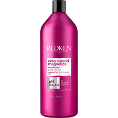 Redken Extend Magnetics conditioner bottle highlighting color protection and sulfate-free formula.