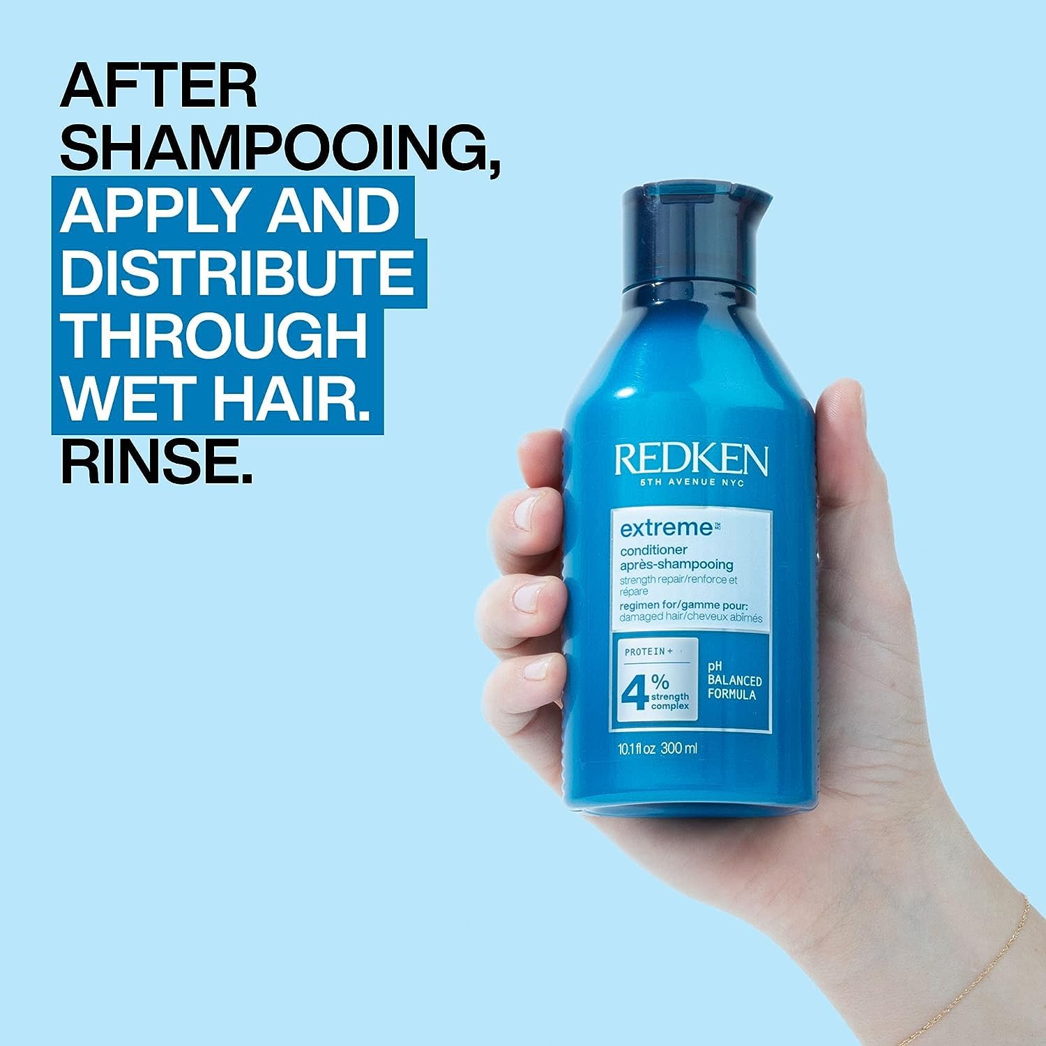 Redken Extreme Conditioner pump dispenser emphasizes easy daily use.
