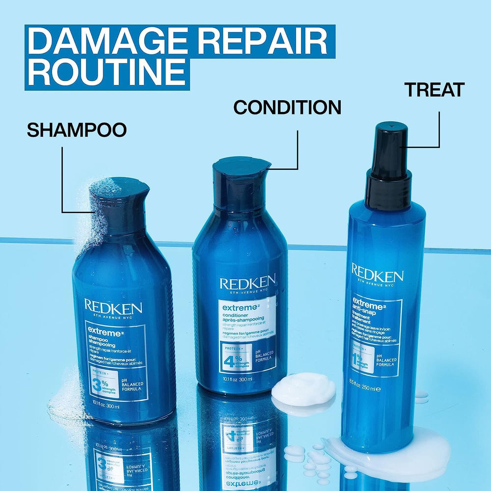Redken Extreme Conditioner texture close-up reveals rich cream for protection.