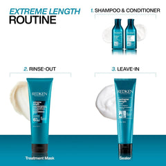 Redken Extreme Length Shampoo cap closeup on premium packaging design