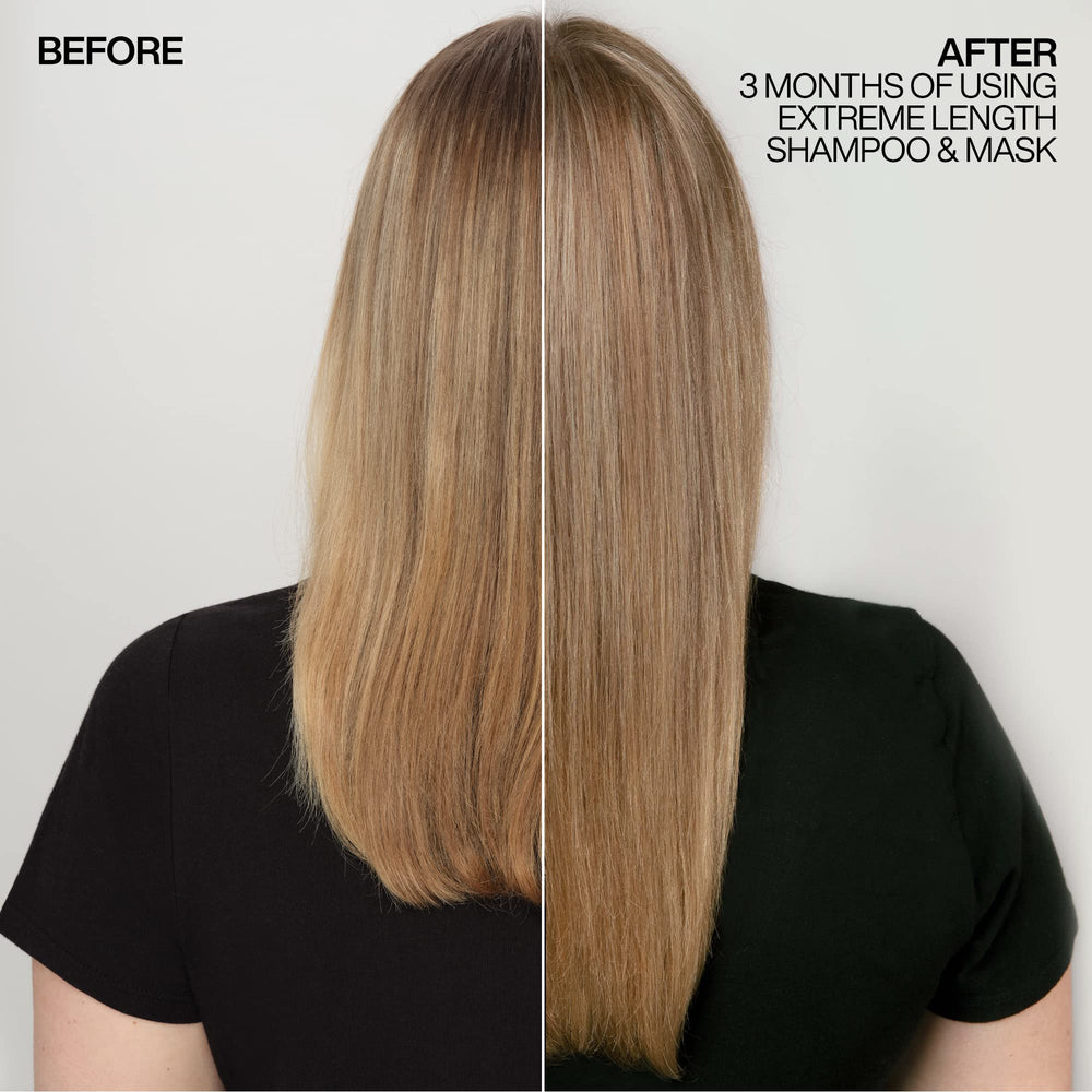 Redken Extreme Length Triple Action Mask castor oil drop showing hydrating properties