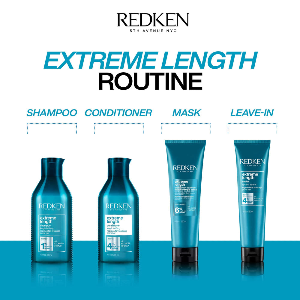 Redken Extreme Length Triple Action Mask glossy finish on healthy-looking hair