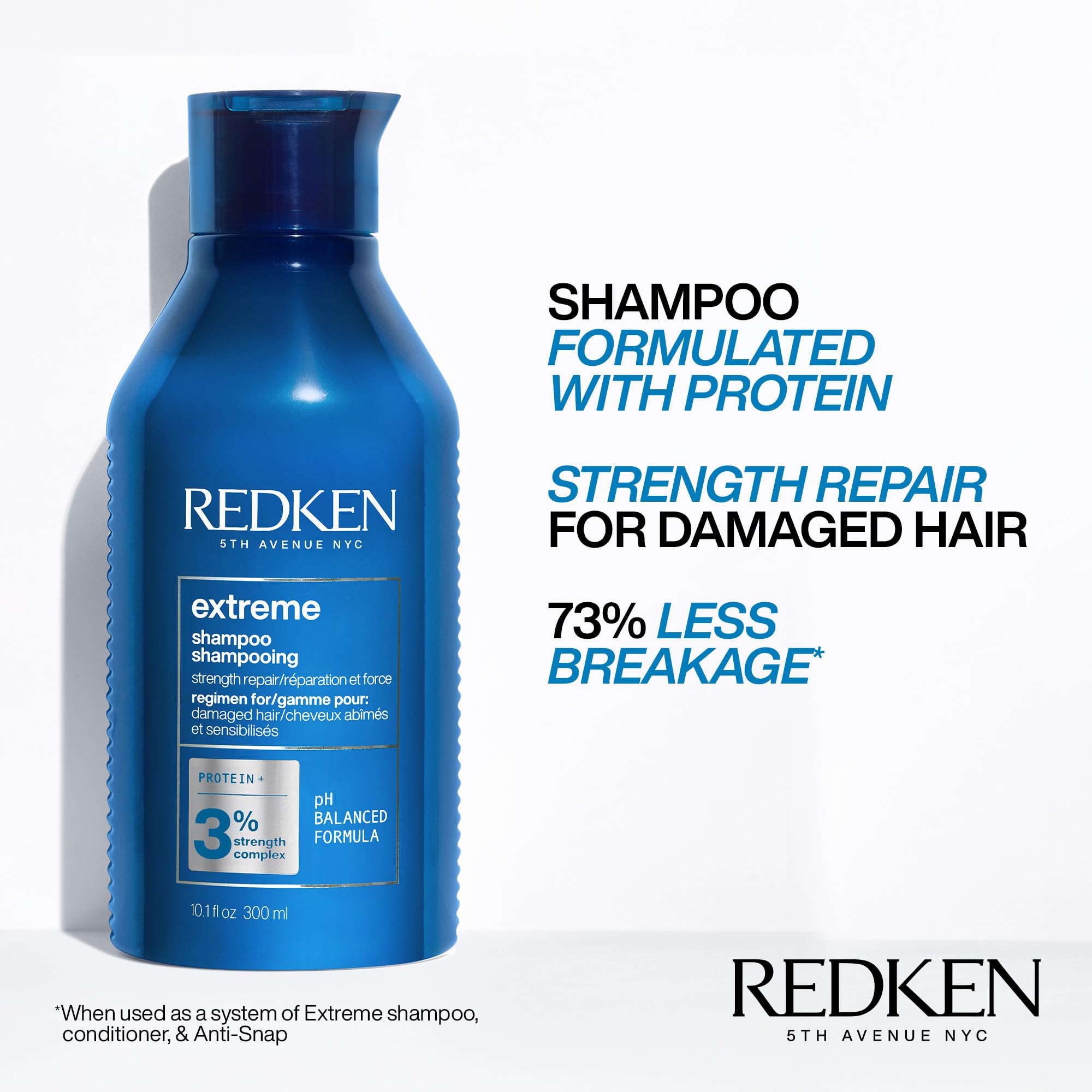 Redken Extreme Shampoo creamy lather swirls providing cleansing and fortifying care