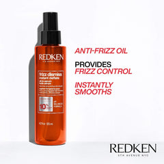 Redken Frizz Dismiss adds smoothness and shine to frizzy strands.