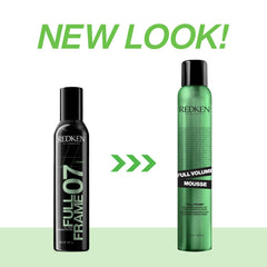 Redken Full Volume Mousse packaging front displays volumizing action.