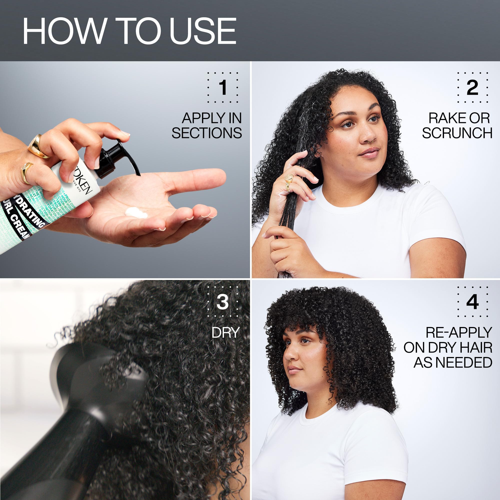 Redken Hydrating Curl Cream eco-packaging highlights recycled plastic.
