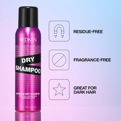 Redken Invisible Dry Shampoo clear formula leaves no white buildup on dark hair