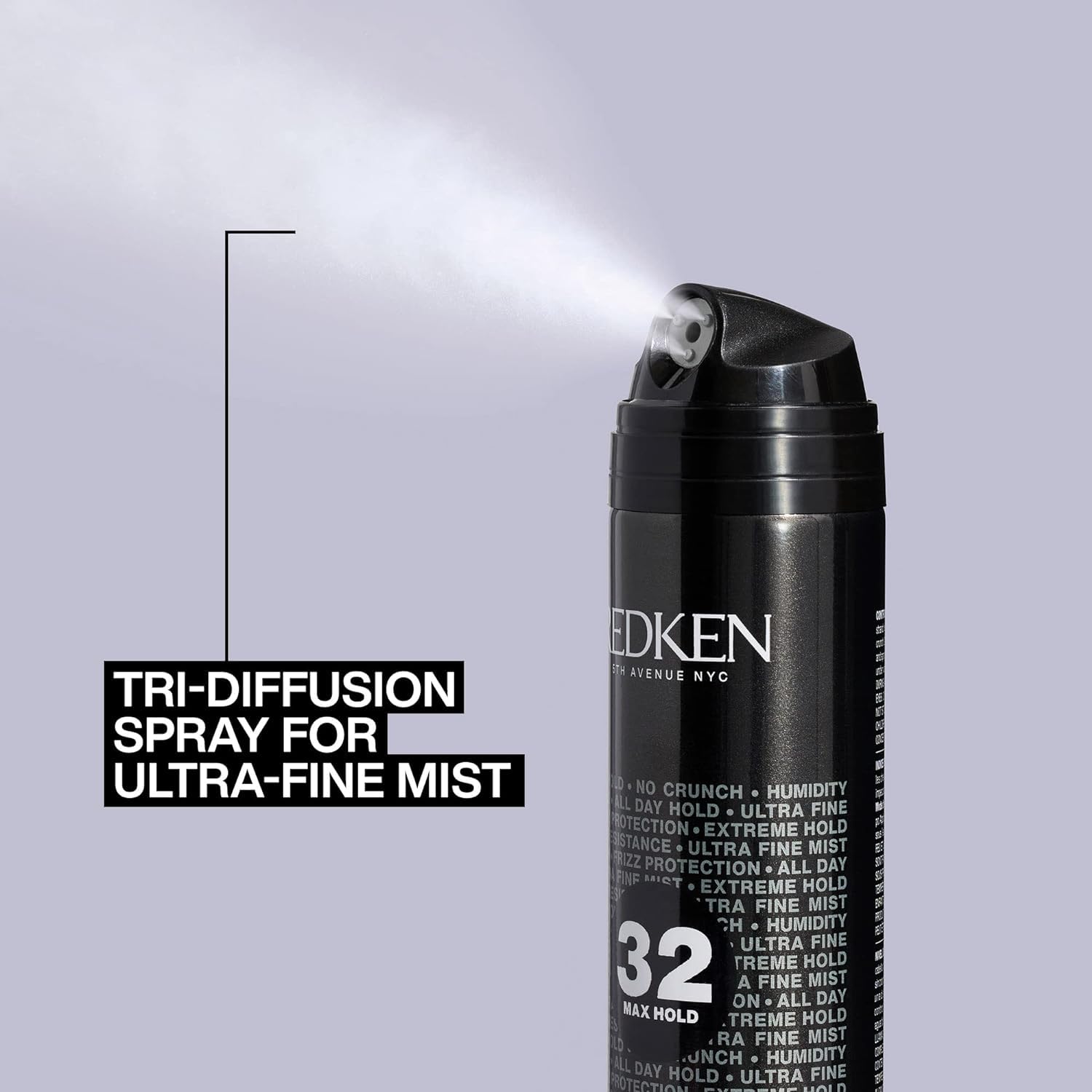Redken Max Hold 32 spray protects against humidity while preserving shape.